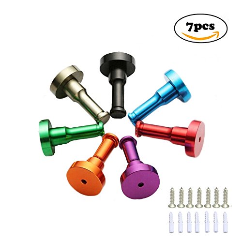 Dproptel 7 Stücke Rainbow Wandhaken zum Aufhängen Färbig Wand Motiert Handtuchhaken Kleiderhaken aus Space Aluminium für Küche, Bad, Schlafzimmer und Büro