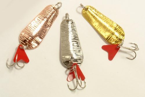 Pack of 3 Good Quality Lures. Sea, Coarse or Game 5cm. Great realistic action Fishing Spoon Lure in Gold, Silver &amp; Bronze.
