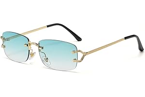 kachawoo Petites lunettes de soleil carrées sans monture pour femmes en métal sans monture lunettes de soleil rétro de marque de luxe lunettes de conception lunettes à lentille étroite