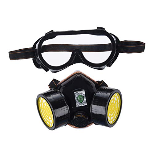 SODIAL (R) antipolvo Spray Gas Chemical doble protección de vías respiratorie Pintura Filtro Goggles Gafas