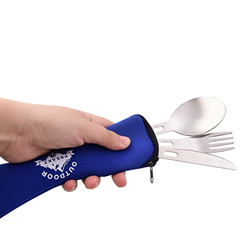 OUTDOOR FREAKZ Deluxe Outdoor Reisebesteck und Campingbesteck aus Edelstahl mit Neoprenhülle - 7