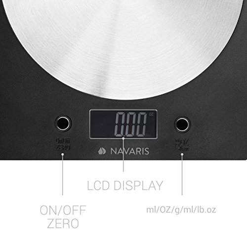 Navaris Digitale Küchenwaage mit LCD Display – Präzise elektronische Design Waage mit max 5 kg in Silber Schwarz Briefwaage Feinwaage - 4