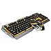 Produktbild KINJOHI Roboter-Tastatur und Maus-Set Notebook-Desktop-Kabel Gaming-Tastatur Maus Set für V1 (Tungsten Gold Monochrome Yellow Version)