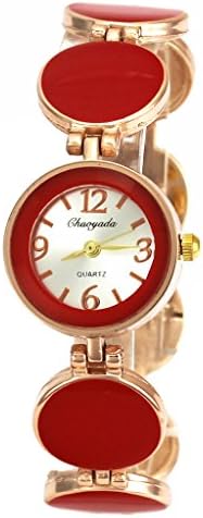 3 Color Elegant Brand Women Ladies's Bracelet Dress Watch with Rose Gold Alloy &amp; Ceramic Bangle GA006 (Red)