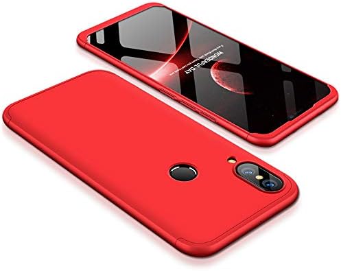 Huawei Nova 3 Case,2ndSpring Huawei Nova 3 Cover Ultra-thin 3in1 360 Degrees Full Body Plastic Hard Case Skin Shockproof Shell with Tempered Glass Screen Protector for Huawei Nova 3 Protective Rubber Light Gel Tough Case Red