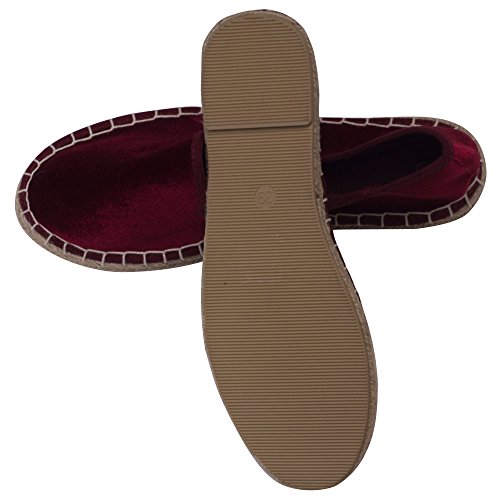 Japanwelt Espadrilles Samtschuhe Damen Pantoffeln - Samt Slipper Sommerschuhe Bordeaux Größe 37 - 9