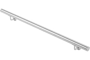 STAHLIGATOR Edelstahl Handlauf V2A 42,4mm 240K geschliffen Wandhandlauf mit leicht gewölbter Endkappe 1000 mm