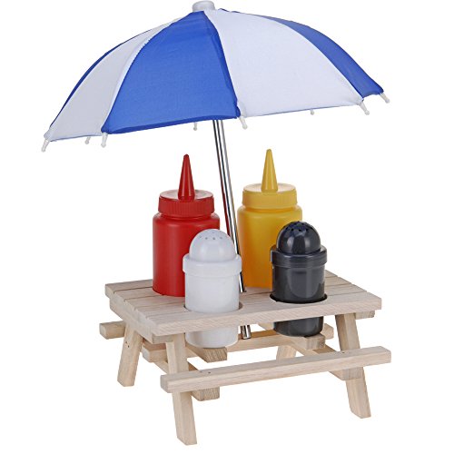 JEMIDI Picknicktisch Menage Set Gewürzständer Grill Tisch Ketchup Senf Pfeffer Salz Salzständer Spender Hot Dog