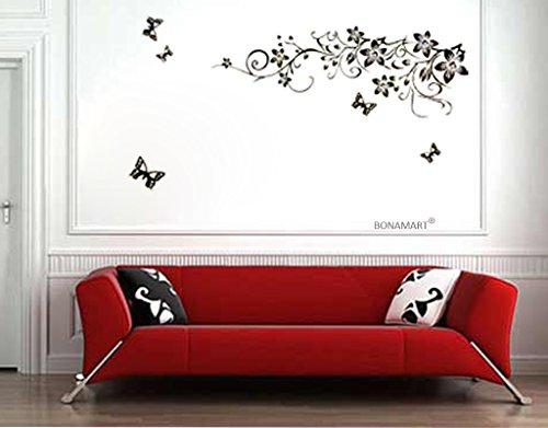 Preisvergleich Produktbild BONAMART ® Blumen Weinstock Schmetterling Wandtattoo Kinderzimmer Schlafzimmer Wohnzimmer AY954