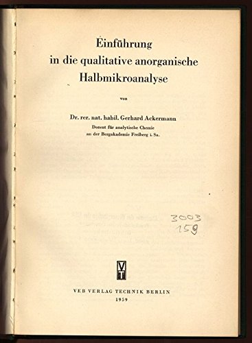Einführung in die qualitative anorganische Halbmikroanalyse