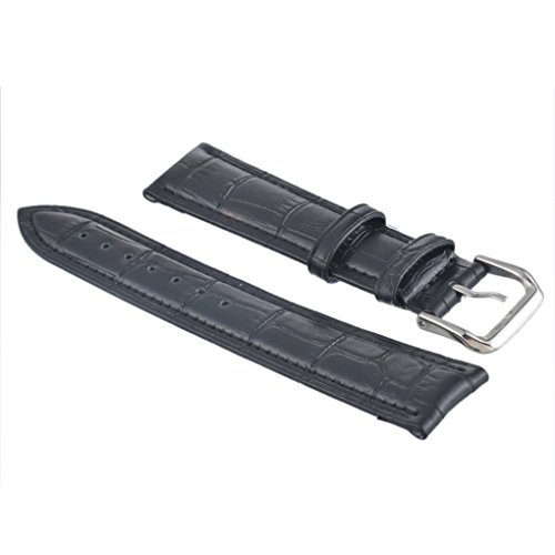 Souarts Uhrenarmband Damen Herren Mode Leder Uhrenarmbänder 24mm Schwarz