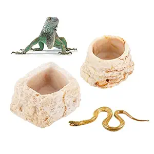 2 Pack Micro Water Bowl Mini Anti-Turnover Resin Dish for Hamster and Tiny Reptile