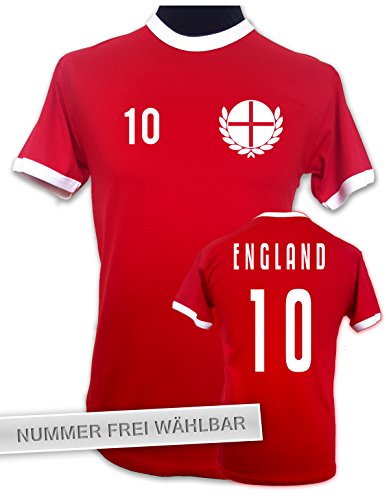 net-shirts ENGLAND OLDSCHOOL TRIKOT STYLE T-Shirt, Größe M – Rückennummer 13, rot