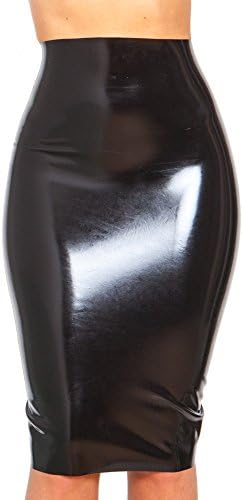 Raw Rubber Seamless Rubber Long Pencil Skirt S Black