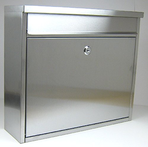 Preisvergleich Produktbild Briefkasten Postkasten Wandbriefkasten aus gebürstetem Edelstahl Modell Hamburgo Postbox Mailbox Letterbox