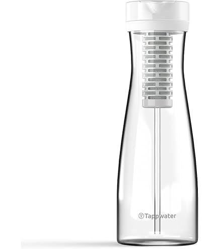 Wessper Glas Wasserfilter karaffe, 1 Liter, Wasserkaraffe mit micro Disc wasser filter, Glas karaffe mit Deckel, für filter Wasser und kalte Getränke, BPA-FREI - Weiß