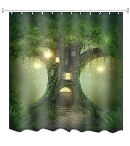 A Monamour Enchanted Big Green Tree Windows Door In Tree Fairy