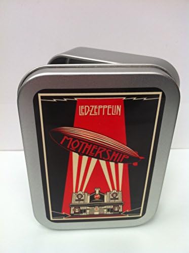 Led-Zeppelin. Mothership album cover. Best of, greatest hits. Zephyr, Beresford Hotel, Glasgow. Classic British Rock Band. Jimmy Page, Robert Plant. John Paul Jones and John Bonham. London. Silver Hinged Lid 2oz Tobacco Storage Tin