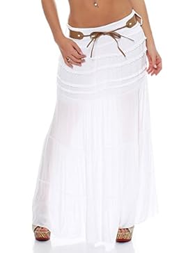 malito Maxirock mit Gürtel schlichter Sommerrock 1116 Damen One Size