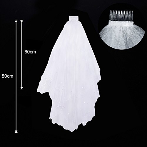 Hochzeit Braut Brautschleier zum Set, Wartoon Bride to Be Schärpe Strumpfband Abzeichen und weiße Hochzeit Brautschleier mit Kamm, 4 Stück - 2