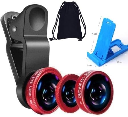 Lens Kits For Camera, Macro, Wide Angle, Telephoto 3 In 1 Set Mobile Professional Hd Camera Lens 10X Mm Macro Lens With Bag Clip Holder Kit For All Smart Phones, Tablets.,Black
