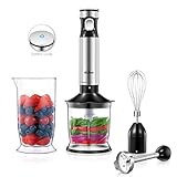 Kealive 4 in 1 Stabmixer 1000W Leistungsstarker Pürierstab mit Robustem Vier-Klingen-Messer für Smoothie, Suppen, Sahne, Saucen, Babynahrung , Edelstahl mit Lebensmittelqualität 304, BPA-frei