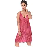 Indiatrendzs Women 3pc Lingerie Pink Sex Wear Honeymoon Baby Doll Nighty (Chest : 32)