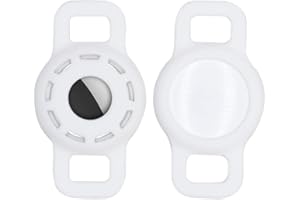 ZTOWOTO Custodia in silicone Airtag per collare per animali domestici con pellicola protettiva ad alta trasparenza, custodia GPS portatile regolabile per collare per cani gatto 2 pezzi (2-Bianco)