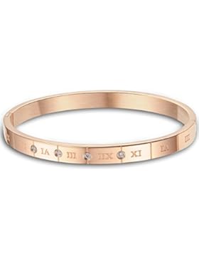 JewelryWe Schmuck Damen Armband, Klassiker Römische Zahlen Ziffern Freundschaftsarmband Armreif, Zirkonia Diamant...