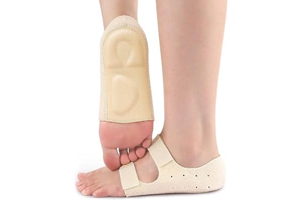 XENOTY Silicone Gel Heel Protectors Velcro Heel Pad for Pain Relief, Plantar Fasciitis, Arch Support for Flat Feet For Men and Women (Skin)
