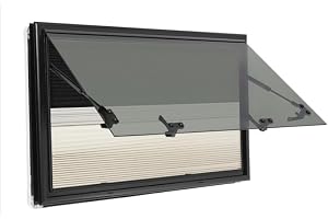 Fältbart fönster med inbyggt rullgardin och myggnät, husbilfönster, sidofönster, husbilsfönster, RV extern push-fönster för husvagn, skåpbil, camper (800x500 mm)