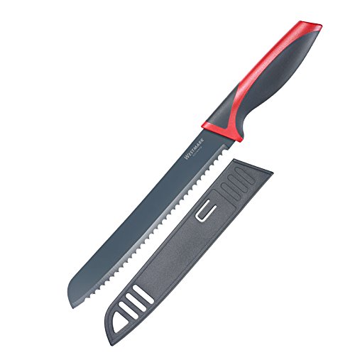 Westmark Brotmesser, Wellenschliff, Gesamtlänge: 32,7 cm, Rostfreier Edelstahl/Kunststoff, Anthrazit/Rot, 14552280 - 2