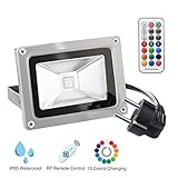 【IP65 WASSERDICHT】: Dieser RGB Strahler wird aus dem Aluminium-Gehäuse und Hartglas hergestellt und dieser Scheinwerfer ist beständig gegen Korrosion und Rost. Mit dem IP65-Schutzart kann der Strahler im Regen, Schneeregen und Schnee gut verwendet werden. Geeignet für Beleuchtung und Verschönerung.