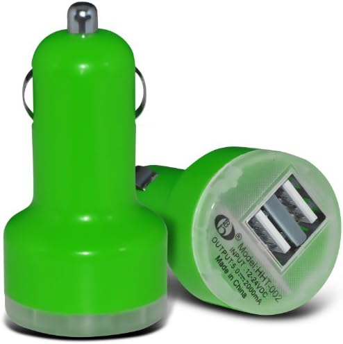 (Green) LG Lucid 3 VS876, LG Optimus L1 II Tri E475 Universal 12v Mini Bullet USB Dual Port In Car Charger Exclusive To *Aventus*
