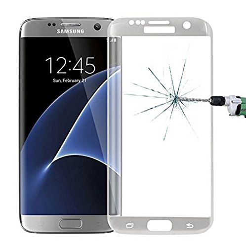 Samsung Galaxy S7 EDGE SILVER CURVED FULL COVER COPERTURA COMPLETA COMPLETA temperato protetto contro le pallottole Armatura Vetro di protezione Armatura di pellicola di rivestimento Protezione di vetri in vetro di vetro duro Protezione di pellicola di fogli mobili Struttura in vetro