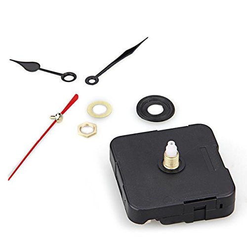 Ecloud Shop Uhrwerk mit 3 Zeigersätzen 3 Zeiger schwarz + rot DIY Uhr Wartung NEU - 2