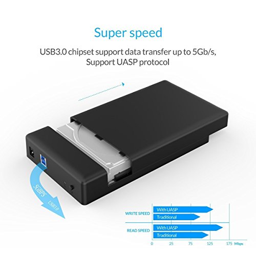 ORICO USB 3.0 externe Festplatte Gehäuse Caddy für 8,9 cm SATA III HDD – UASP für SATA 6 Gbit/s - 5