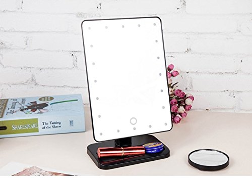 URAQT Makeup Spiegel mit Beleuchtung, 20 LEDs Profi Kosmetikspiegel Schminkspiegel Tischspiegel Standspiegel, 180 Grad freie Rotation Batteriebetrieben - 4
