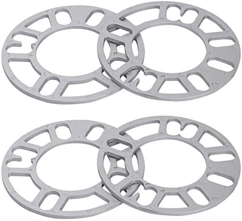 dynofit Universal 5mm Wheel Spacers for 98-120 Multiple Bolts Pattern, Pack of 4 Thin Aluminum Shims Hubcentric Spacer for 4 Lug and 5 Lug Wheels/Rims Fit for Dodge Ford Je/ep Nissan Honda