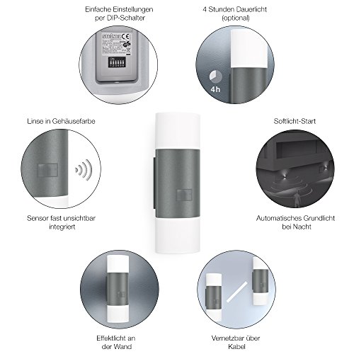 Steinel Up-/Downlight L 910 LED anthrazit – energiesparende LED Sensorleuchte mit 11 W und 755 Lumen, Wandlampe für außen mit 180° Bewegungsmelder und max. 12 m Reichweite, 4 h Dauerlicht, robuste Außenleuchte aus Aluminium und Kunststoff - 6