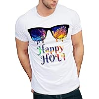 ANISHOP Graphic Printed T-Shirt for Men |Holi T-Shirt |Cool Glares Holi Hai Printed T-Shirt | Half Sleeve T-Shirt…