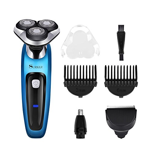 SURKER Elektrorasierer 3D Rasierer Bartschneider 3 in 1 Präzisionstrimmer, Vollständig abwaschbar Barttrimmer set Blau - 9