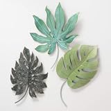 Material metal Home Collection Lote de 3 Adornos de Pared en Metal Verdes Hojas Surtidas XXL Aralia Monstera Philodendron A60cm