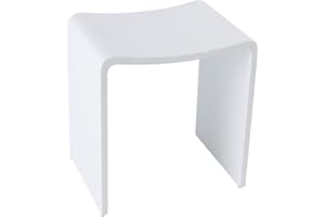 ‎FOUR & MORE Four & More Badhocker Duschhocker Sitzhocker Duschstuhl Duschsitz Luxusbadhocker Design Kunststein Spa aus hochwertigem Solid Stone/Mineralguss/Kunststein Modell 'Rom', Oberfläche:Matt