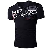 Produp Fashion Mens Brief Button Persönlichkeit Hemd Kurzarm T-Shirt Bluse Tops Comfoutable Sport Pullover