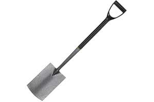 AAMEN Heavy duty Ergonomic Garden Spade - Outdoor digging spade For planting, Carbon steel Border Spade With Durable Plastic D-Handle - Grey Fencing Spade_7.5 x 19.5 x 92cm