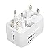 Produktbild Apark Universal Reiseadapter für 200 Länder - Stromadapter Stecker für UK / USA / EU / AUS usw - Universeller Reisestecker - mit 2 USB Schnittstelle für Apple, iPhone, iPad, Samsung, Huawei, Android Handys usw - Weiß