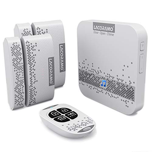 Sensore Porta Campanello Con Telecomando, Lacoramo Allarme Porte/Finestre Con 656ft Gamma operativa 52 campane Volume a 5 Livelli, Allarme Aperto Porta Con Indicatore Led