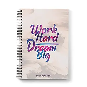 Scribpal - Undated Daily planner and journal; Organiser diary to manage your task, to do list, meetings, calls and your wellness with health tracker; Laminated hard cover; Work Hard Dream Big