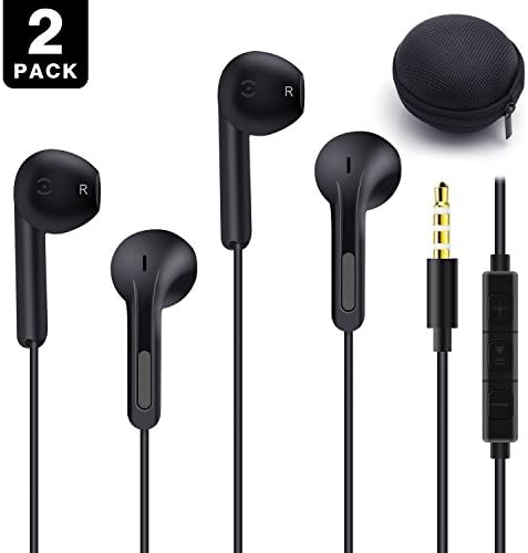 VOCC Earphones, Premium Earphones/Headphones/Earbuds with Stereo Microphone&amp;Remote Control for iPhone 6S/6/6S Plus/6 Plus, iPhone SE/5S/5C/5, iPad/iPod Nano 7/iPod Touch (2Pack black)
